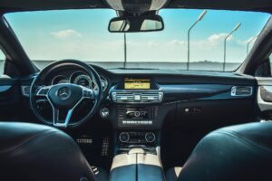 Interior of a clean Mercedes